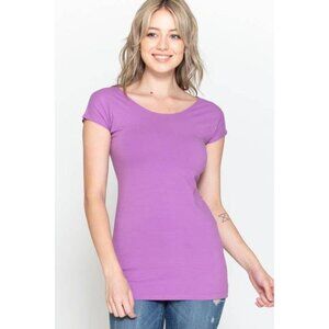 Cotton Span Round Neck Cap Sleeve Top Small